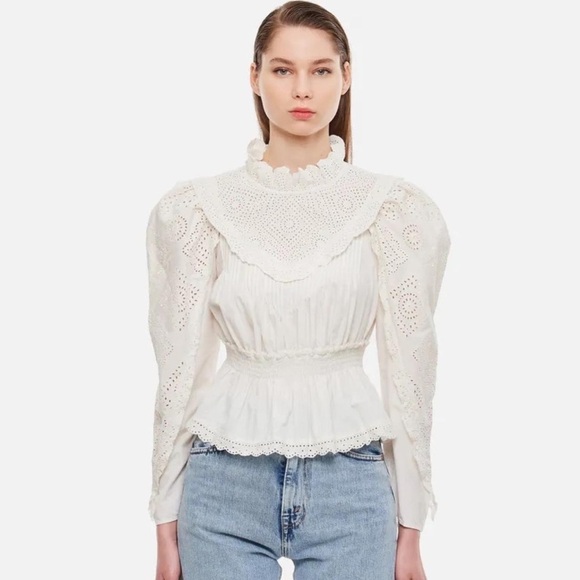 NWT Sea New York Vienne Ruffled Broderie Anglaise Cotton Blouse 12 - Picture 2 of 12